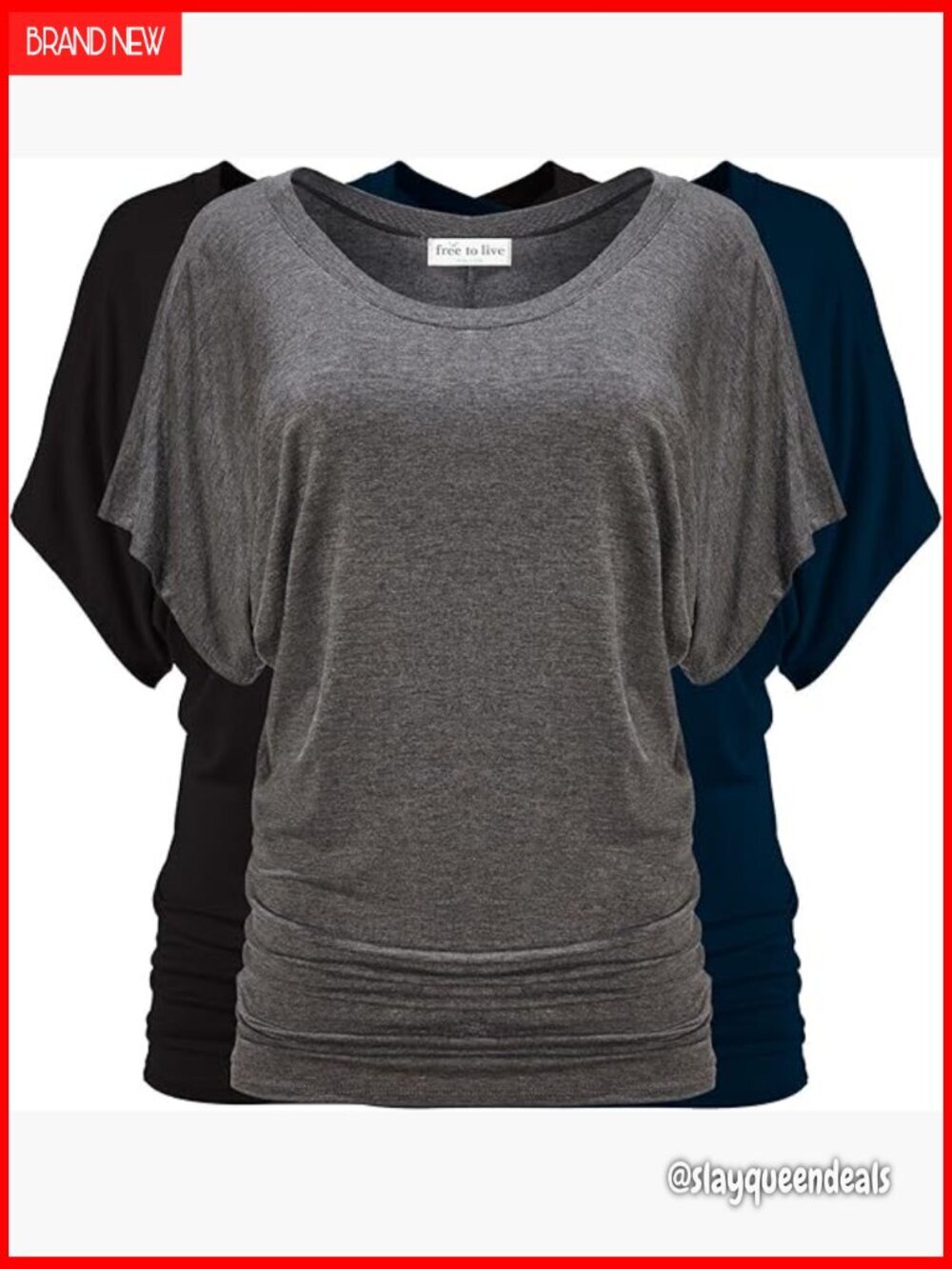 3 Pack Dolman Sleeve Tunic Tops Business Casual Work Travel Rayon